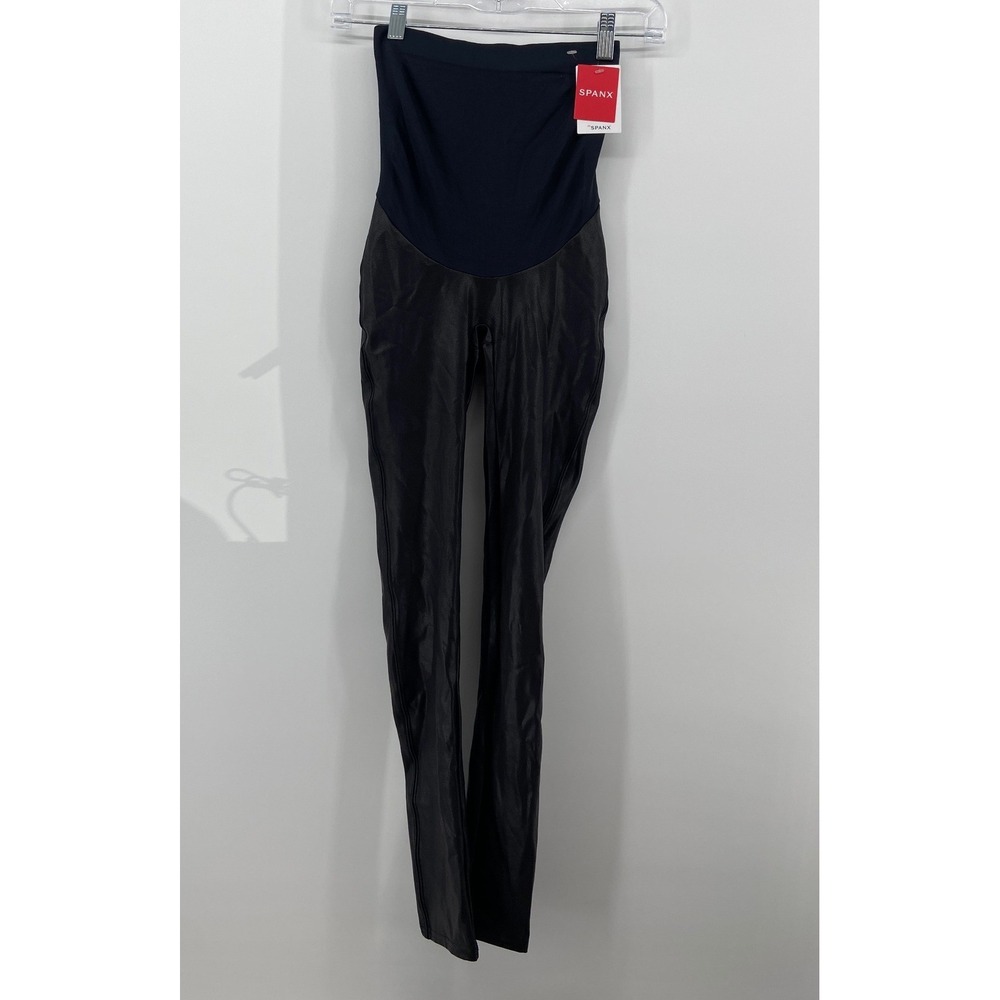 Spanx Mama Faux Leather Leggings Black Maternity 20201R XS